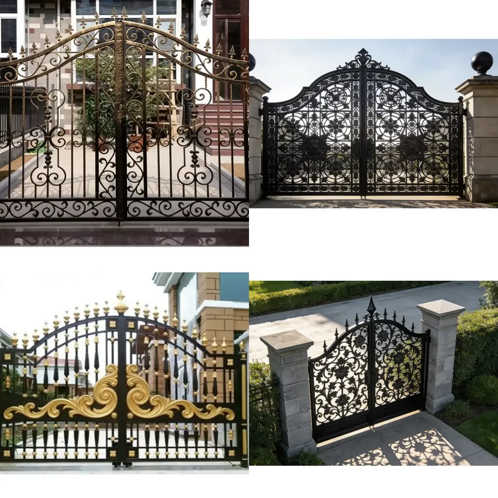 Gardening Tools China - 2026 Decoratieve smeedijzeren gegalvaniseerde beveiligingspoorten voor