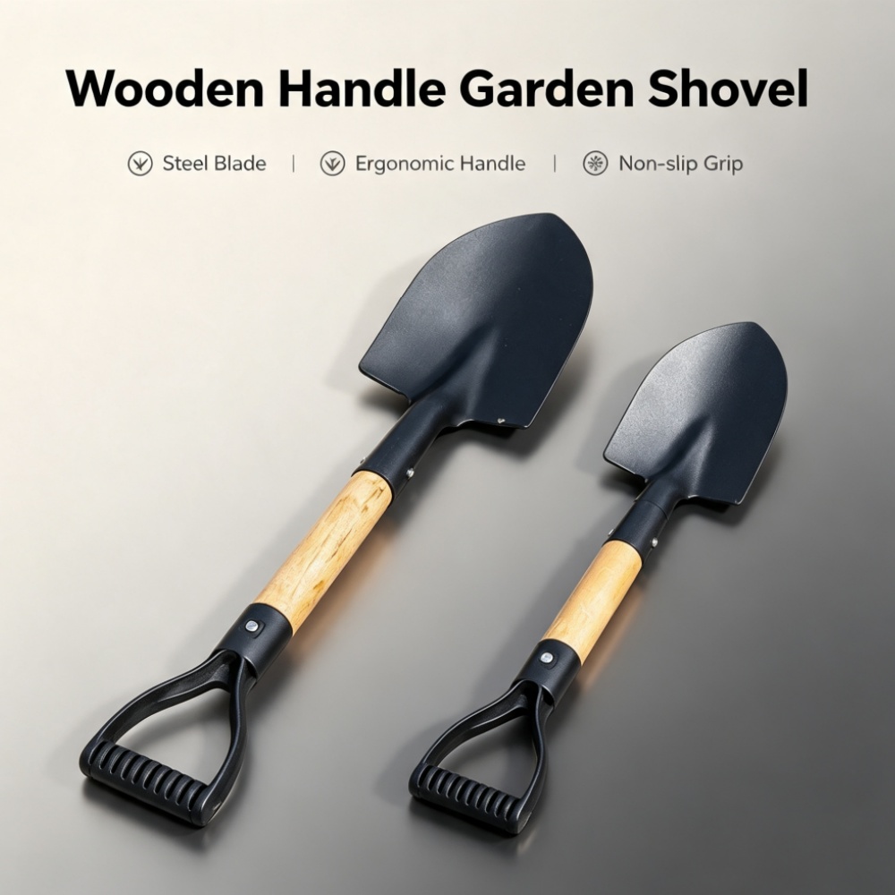 Gardening Tools Wooden - Natuurlijke houten handgreep, anti-corrosie stalen schep,