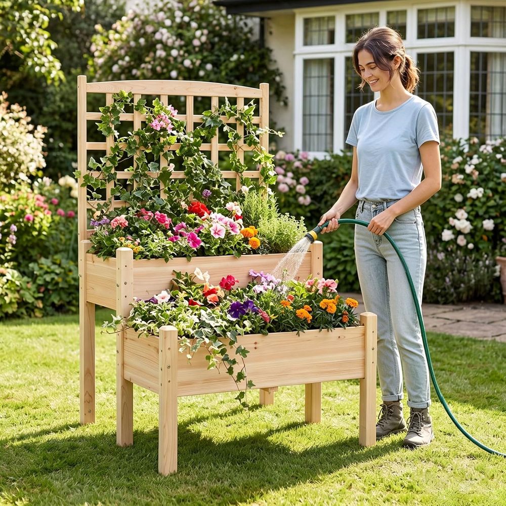 Verhoogd tuinbed met pergola,  - Raised Bed Planter Box recensie en prijs
