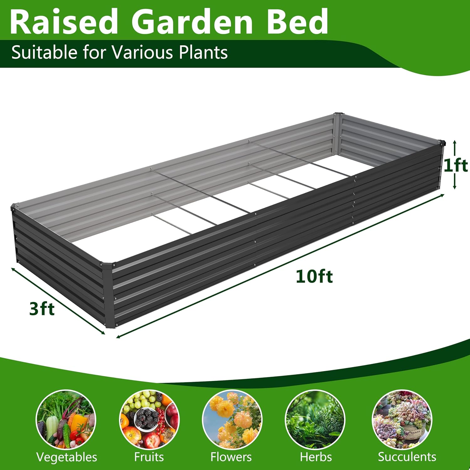2 stuks 10x3x1ft gegalvaniseer - Raised Bed Planter Box recensie en prijs