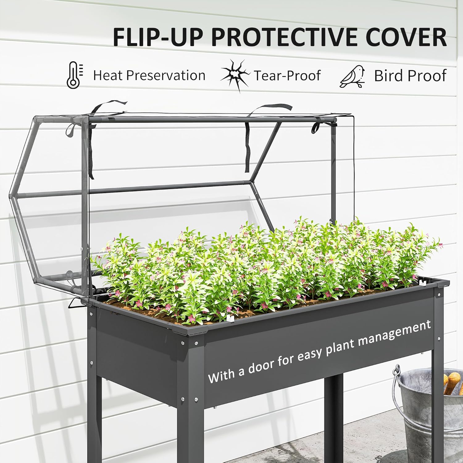 Verhoogd tuinbed met kasafdekk - Raised Bed Planter Box recensie en prijs