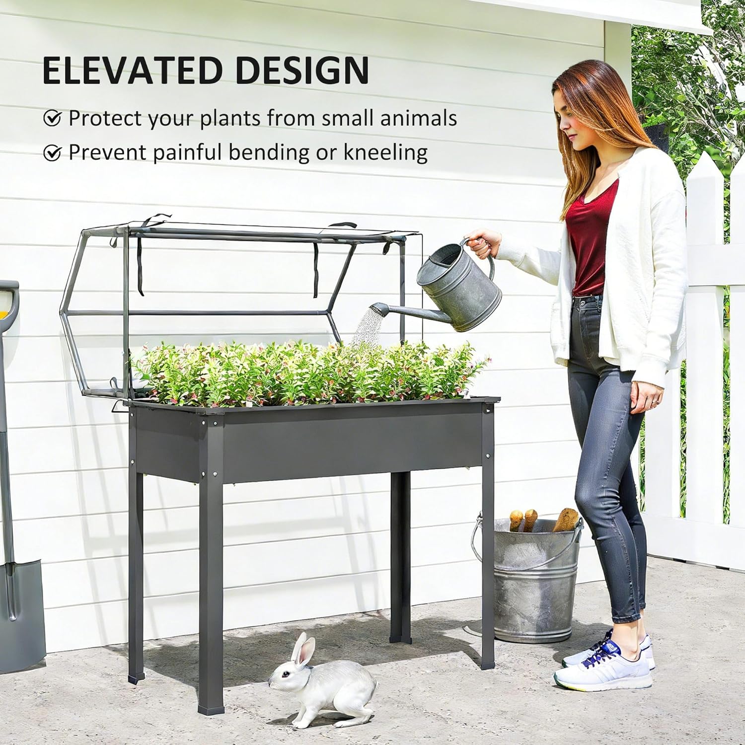 Verhoogd tuinbed met kasafdekk - Raised Bed Planter Box recensie en prijs